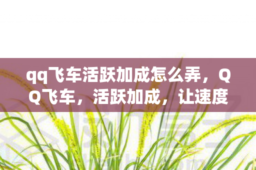 qq飞车活跃加成怎么弄,QQ飞车,活跃加成,让速度与激情再升级! qq飞车活跃加成怎么弄,QQ飞车,活跃加成,让速度与激情再升级!