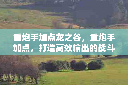 重炮手加点龙之谷,重炮手加点,打造高效输出的战斗机器 重炮手加点龙之谷,重炮手加点,打造高效输出的战斗机器