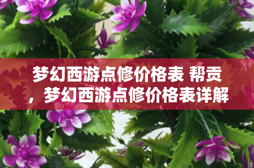 梦幻西游点修价格表 帮贡，梦幻西游点修价格表详解
