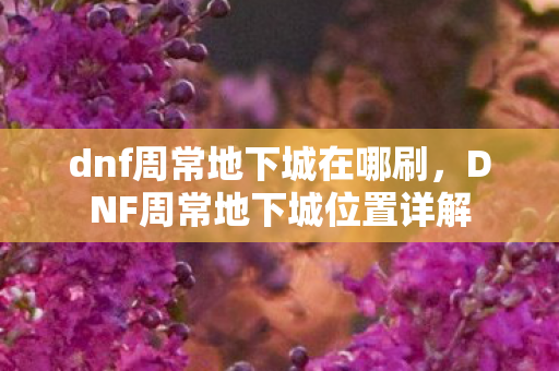 dnf周常地下城在哪刷，DNF周常地下城位置详解