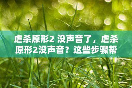 虐杀原形2 没声音了,虐杀原形2没声音?这些步骤帮你解决! 虐杀原形2 没声音了,虐杀原形2没声音?这些步骤帮你解决!