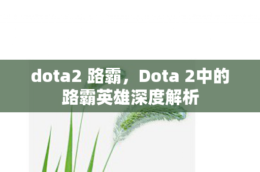 dota2 路霸，Dota 2中的路霸英雄深度解析
