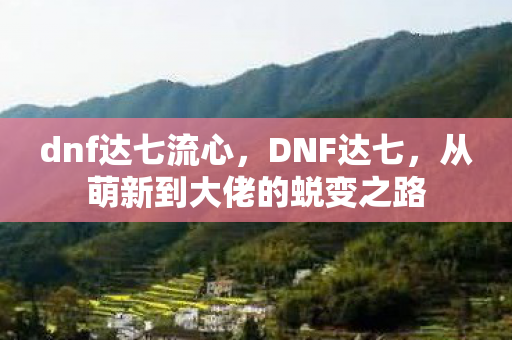 dnf达七流心,DNF达七,从萌新到大佬的蜕变之路 dnf达七流心,DNF达七,从萌新到大佬的蜕变之路