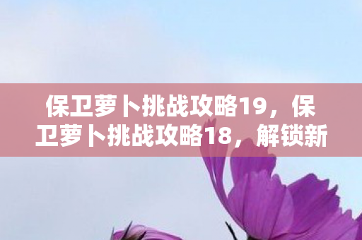 保卫萝卜挑战攻略19，保卫萝卜挑战攻略18，解锁新地图，挑战更高难度！