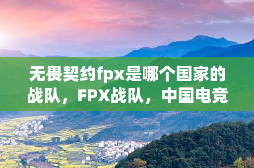 无畏契约fpx是哪个国家的战队，FPX战队，中国电竞的新生力量