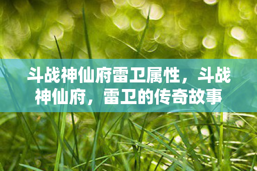 斗战神仙府雷卫属性，斗战神仙府，雷卫的传奇故事