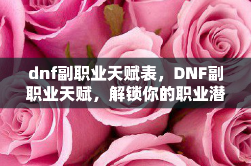 dnf副职业天赋表，DNF副职业天赋，解锁你的职业潜能，打造独特角色