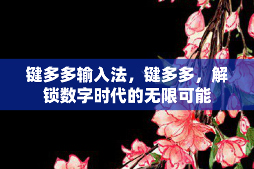 键多多输入法，键多多，解锁数字时代的无限可能
