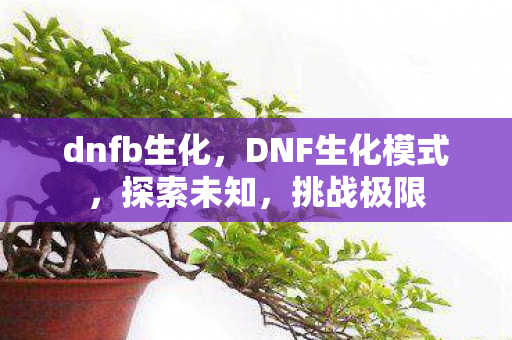 dnfb生化,DNF生化模式,探索未知,挑战极限 dnfb生化,DNF生化模式,探索未知,挑战极限