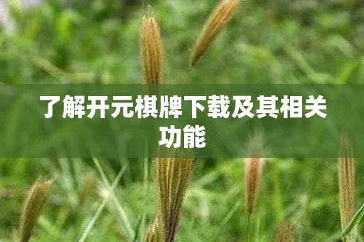 了解开元棋牌下载及其相关功能 了解开元棋牌下载及其相关功能