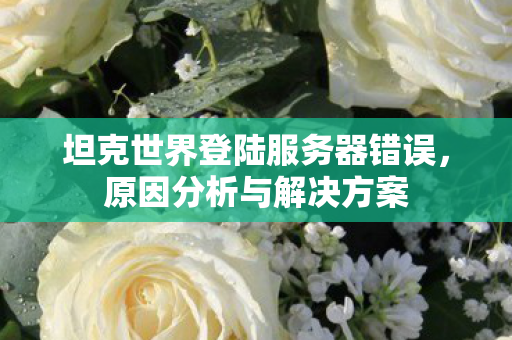 坦克世界登陆服务器错误,原因分析与解决方案 坦克世界登陆服务器错误,原因分析与解决方案