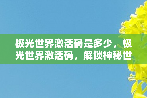 极光世界激活码是多少,极光世界激活码,解锁神秘世界的钥匙 极光世界激活码是多少,极光世界激活码,解锁神秘世界的钥匙