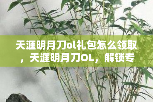 天涯明月刀ol礼包怎么领取，天涯明月刀OL，解锁专属礼包，助你江湖路更顺畅