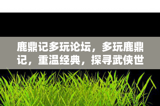 鹿鼎记多玩论坛，多玩鹿鼎记，重温经典，探寻武侠世界的奥秘