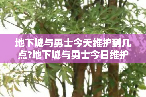 地下城与勇士今天维护到几点?地下城与勇士今日维护时间详解 地下城与勇士今天维护到几点?地下城与勇士今日维护时间详解