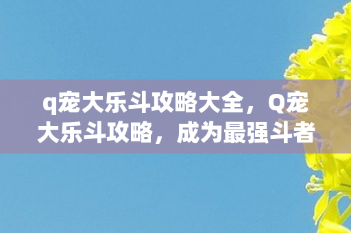 q宠大乐斗攻略大全,Q宠大乐斗攻略,成为最强斗者的秘密 q宠大乐斗攻略大全,Q宠大乐斗攻略,成为最强斗者的秘密