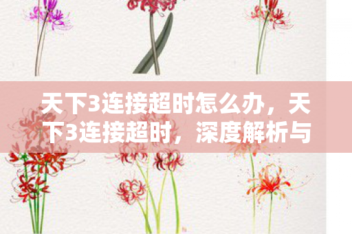 天下3连接超时怎么办，天下3连接超时，深度解析与解决方案