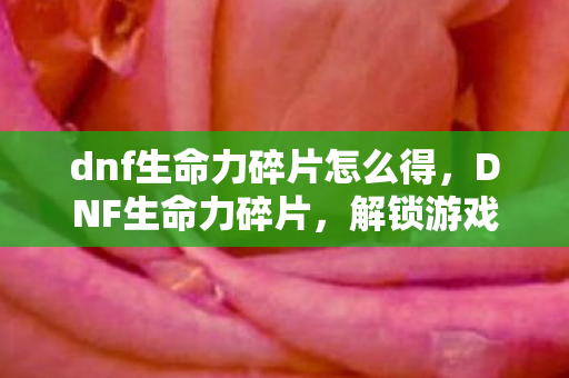 dnf生命力碎片怎么得,DNF生命力碎片,解锁游戏新境界的秘宝 dnf生命力碎片怎么得,DNF生命力碎片,解锁游戏新境界的秘宝