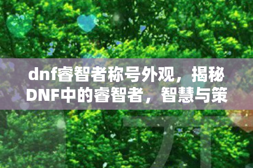 dnf睿智者称号外观,揭秘DNF中的睿智者,智慧与策略的化身 dnf睿智者称号外观,揭秘DNF中的睿智者,智慧与策略的化身