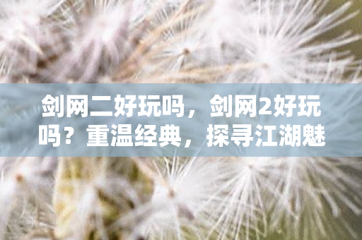 剑网二好玩吗，剑网2好玩吗？重温经典，探寻江湖魅力