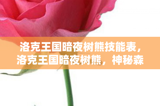 洛克王国暗夜树熊技能表，洛克王国暗夜树熊，神秘森林的守护者