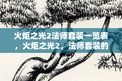 火炬之光2法师套装一览表,火炬之光2,法师套装的奥秘 火炬之光2法师套装一览表,火炬之光2,法师套装的奥秘