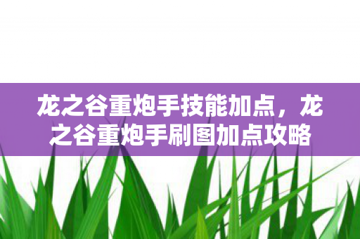 龙之谷重炮手技能加点,龙之谷重炮手刷图加点攻略 龙之谷重炮手技能加点,龙之谷重炮手刷图加点攻略