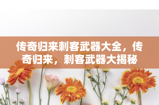 传奇归来刺客武器大全,传奇归来,刺客武器大揭秘 传奇归来刺客武器大全,传奇归来,刺客武器大揭秘