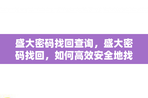 盛大密码找回查询,盛大密码找回,如何高效安全地找回丢失的账号 盛大密码找回查询,盛大密码找回,如何高效安全地找回丢失的账号