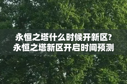 永恒之塔什么时候开新区?永恒之塔新区开启时间预测与分析 永恒之塔什么时候开新区?永恒之塔新区开启时间预测与分析