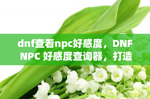 dnf查看npc好感度,DNF NPC 好感度查询器,打造你的专属游戏助手 dnf查看npc好感度,DNF NPC 好感度查询器,打造你的专属游戏助手