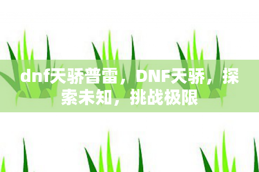 dnf天骄普雷,DNF天骄,探索未知,挑战极限 dnf天骄普雷,DNF天骄,探索未知,挑战极限