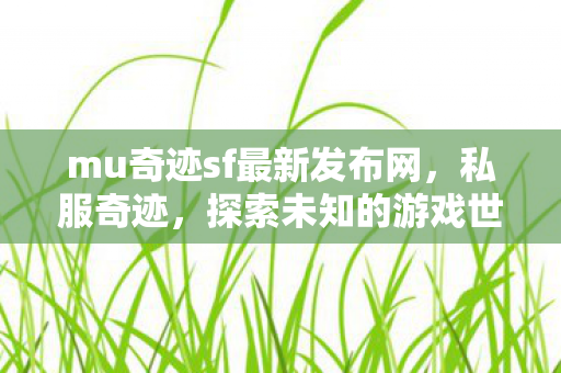 mu奇迹sf最新发布网,私服奇迹,探索未知的游戏世界 mu奇迹sf最新发布网,私服奇迹,探索未知的游戏世界