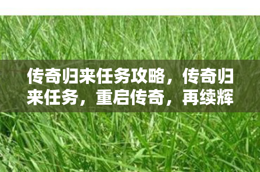 传奇归来任务攻略,传奇归来任务,重启传奇,再续辉煌 传奇归来任务攻略,传奇归来任务,重启传奇,再续辉煌