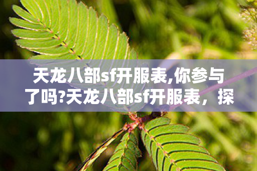 天龙八部sf开服表,你参与了吗?天龙八部sf开服表,探索虚拟世界的无限可能 天龙八部sf开服表,你参与了吗?天龙八部sf开服表,探索虚拟世界的无限可能