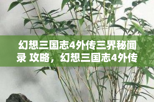 幻想三国志4外传三界秘闻录 攻略,幻想三国志4外传,三界秘闻录 幻想三国志4外传三界秘闻录 攻略,幻想三国志4外传,三界秘闻录