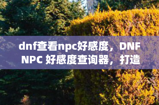 dnf查看npc好感度,DNF NPC 好感度查询器,打造你的专属冒险伙伴 dnf查看npc好感度,DNF NPC 好感度查询器,打造你的专属冒险伙伴
