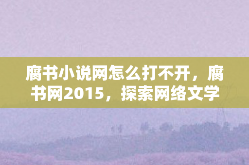 腐书小说网怎么打不开，腐书网2015，探索网络文学的隐秘角落