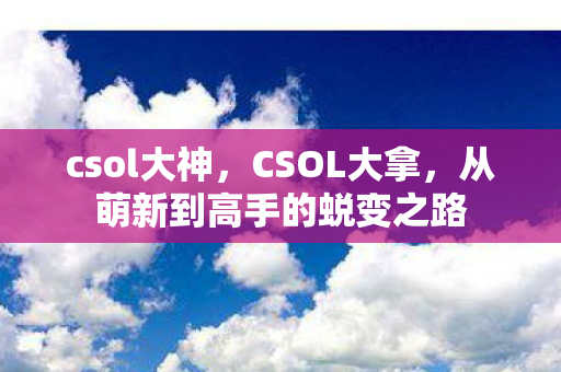 csol大神，CSOL大拿，从萌新到高手的蜕变之路