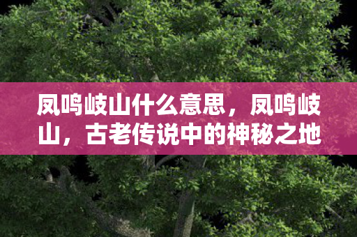 凤鸣岐山什么意思,凤鸣岐山,古老传说中的神秘之地 凤鸣岐山什么意思,凤鸣岐山,古老传说中的神秘之地