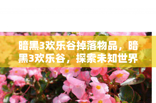 暗黑3欢乐谷掉落物品,暗黑3欢乐谷,探索未知世界的惊喜掉落 暗黑3欢乐谷掉落物品,暗黑3欢乐谷,探索未知世界的惊喜掉落