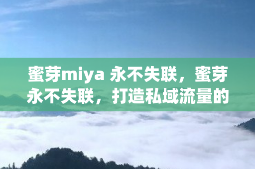 蜜芽miya 永不失联,蜜芽永不失联,打造私域流量的稳定基石 蜜芽miya 永不失联,蜜芽永不失联,打造私域流量的稳定基石