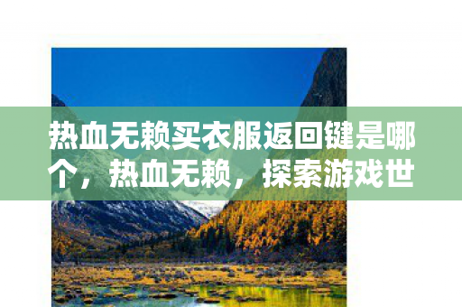 热血无赖买衣服返回键是哪个,热血无赖,探索游戏世界的无限可能 热血无赖买衣服返回键是哪个,热血无赖,探索游戏世界的无限可能