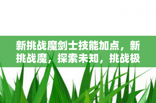 新挑战魔剑士技能加点,新挑战魔,探索未知,挑战极限 新挑战魔剑士技能加点,新挑战魔,探索未知,挑战极限