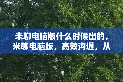米聊电脑版什么时候出的,米聊电脑版,高效沟通,从桌面开始 米聊电脑版什么时候出的,米聊电脑版,高效沟通,从桌面开始