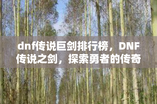 dnf传说巨剑排行榜，DNF传说之剑，探索勇者的传奇之路