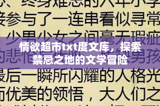 情欲超市txt度文库，探索禁忌之地的文学冒险