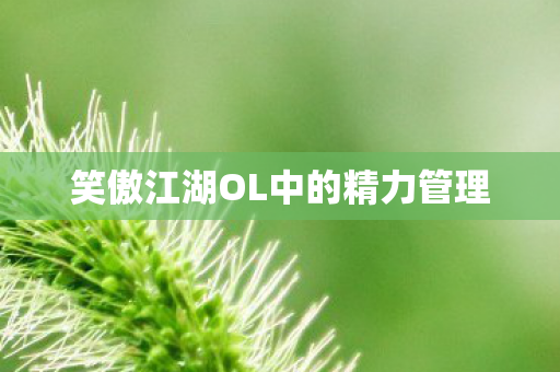 笑傲江湖OL中的精力管理 笑傲江湖OL中的精力管理
