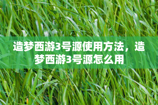 造梦西游3号源使用方法,造梦西游3号源怎么用 造梦西游3号源使用方法,造梦西游3号源怎么用