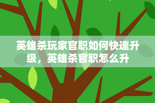 英雄杀玩家官职如何快速升级,英雄杀官职怎么升 英雄杀玩家官职如何快速升级,英雄杀官职怎么升